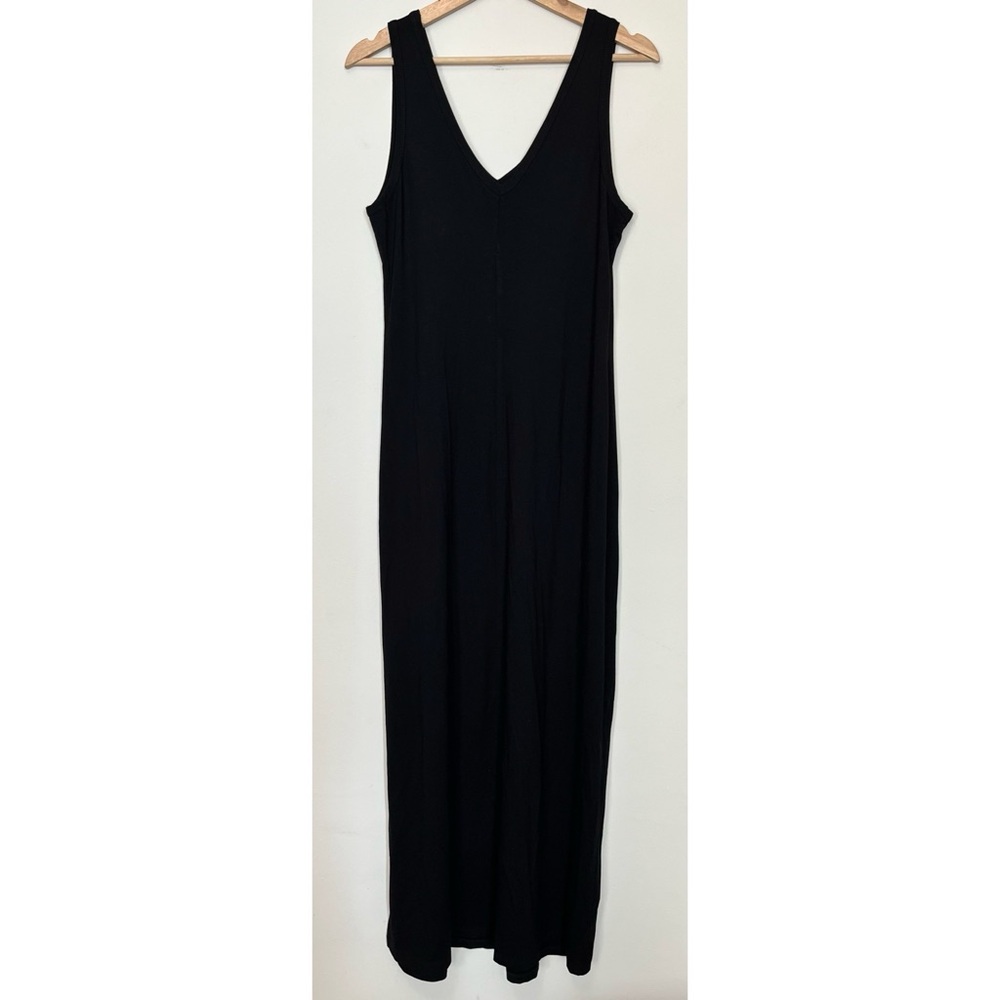 Karen Kane • L • Black Sleeveless Maxi Dress White Flower Embroidered V Neck - Picture 3 of 5